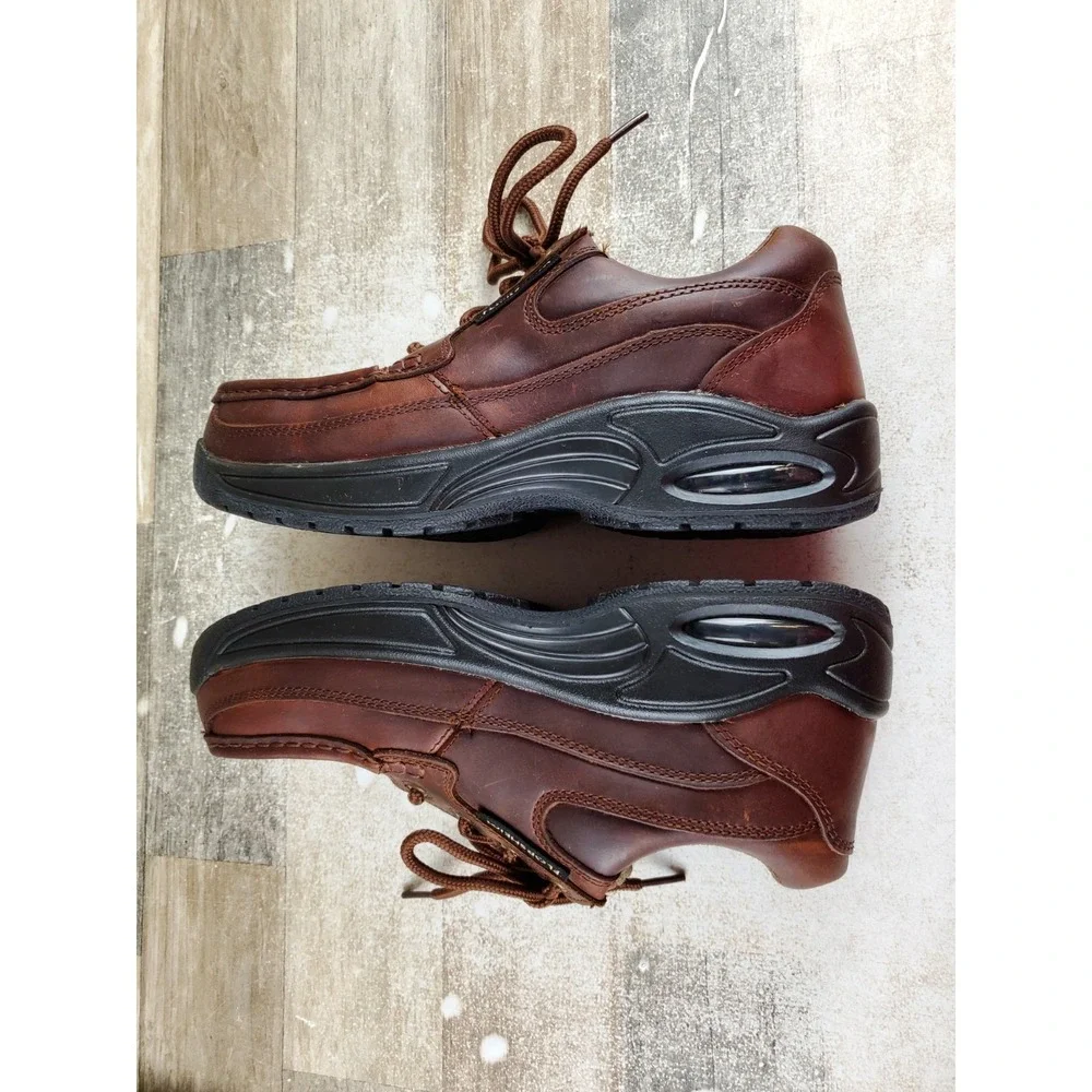 Florsheim Polaris Mens Work Shoes Sz 9 D Brown Leather Composite Moc Toe Oxford